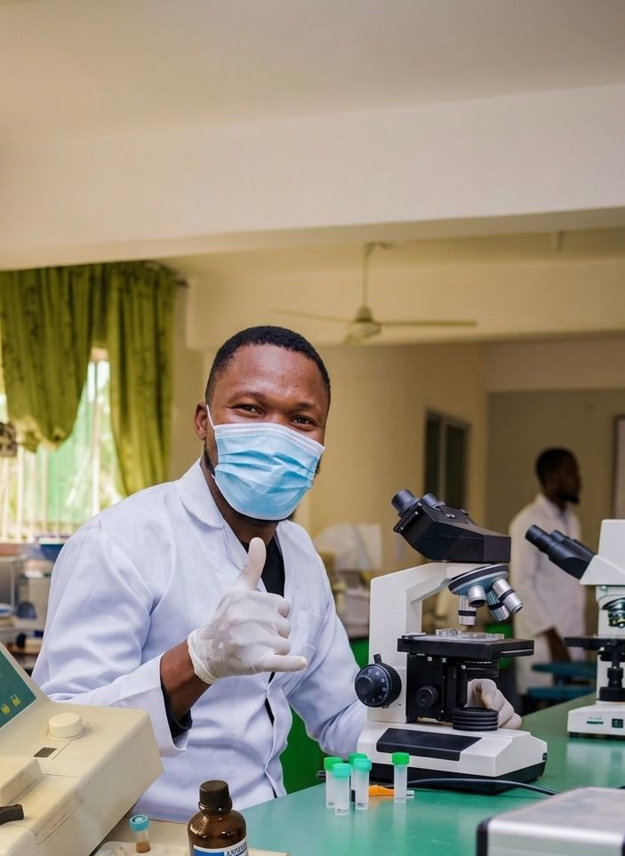 Yemkem laboratory scientist working with a microscope